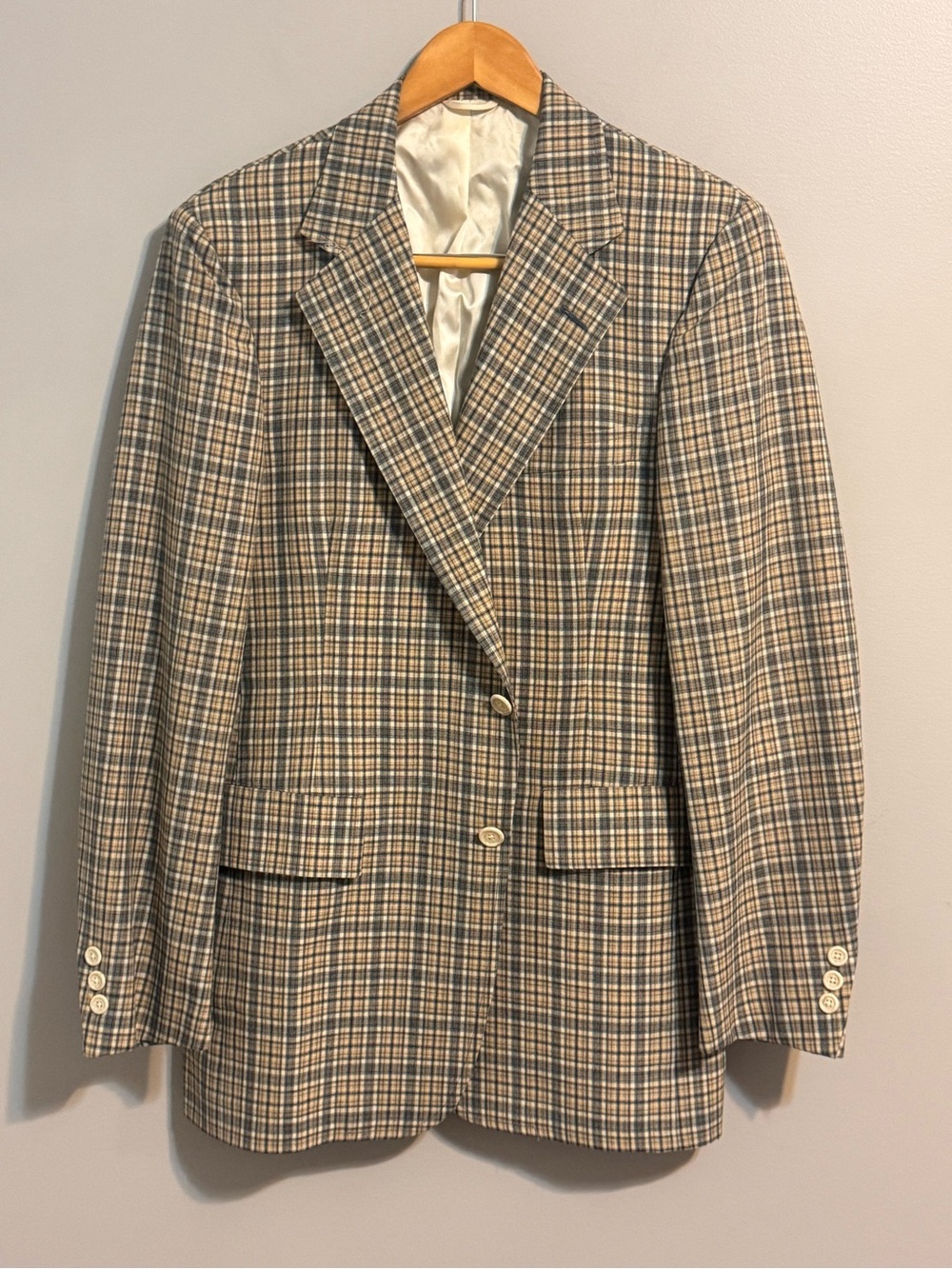 Vintage Hart Schaffner & Marx Plaid Sport Coat Blazer Mens Long Fit 36L